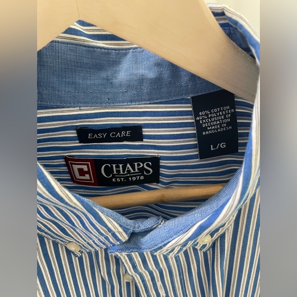 Chaps Men’s Easy Care Striped Button Down Shirt - L - Picture 2 of 3